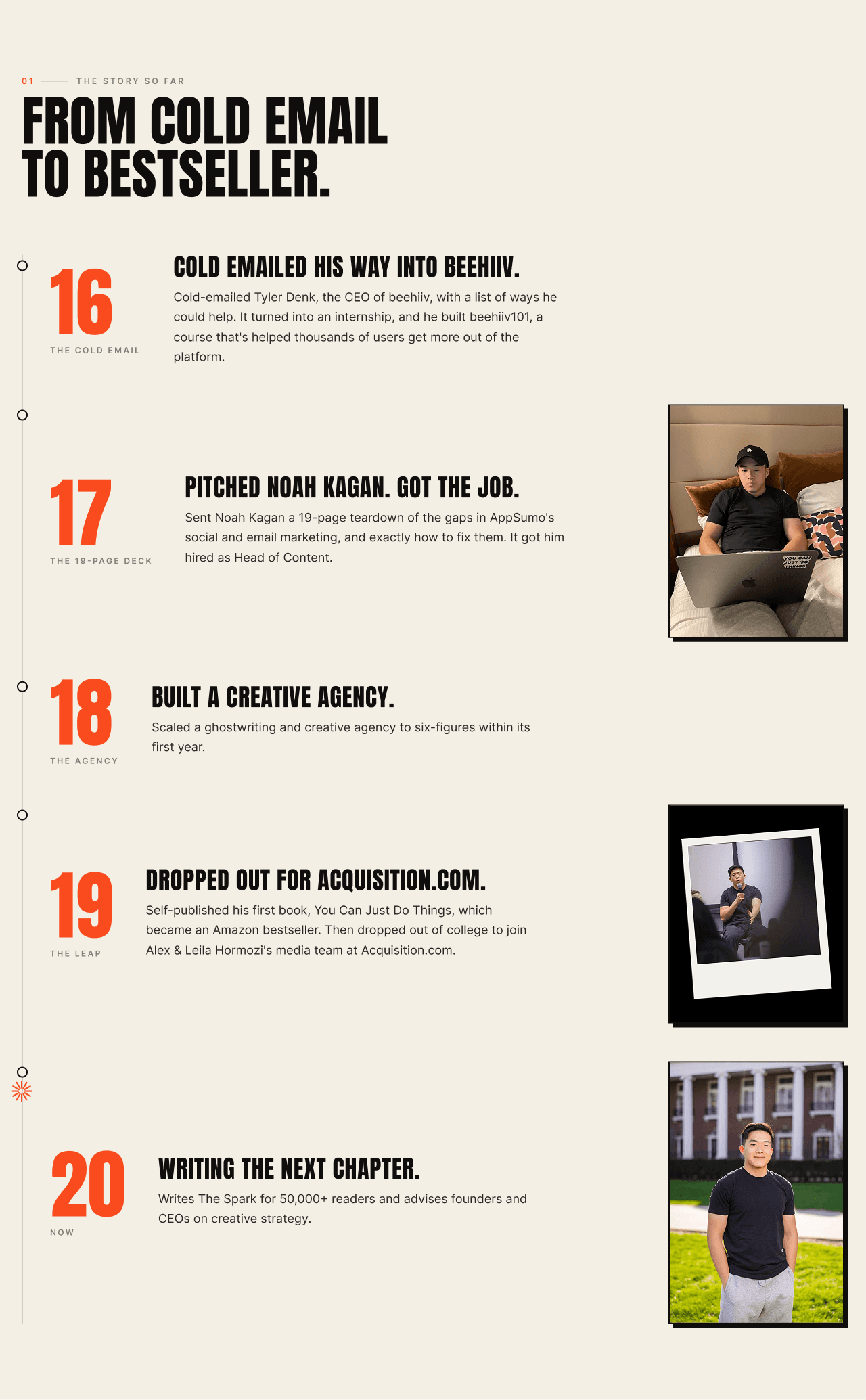 The résumé, retold as a timeline — section of the new site