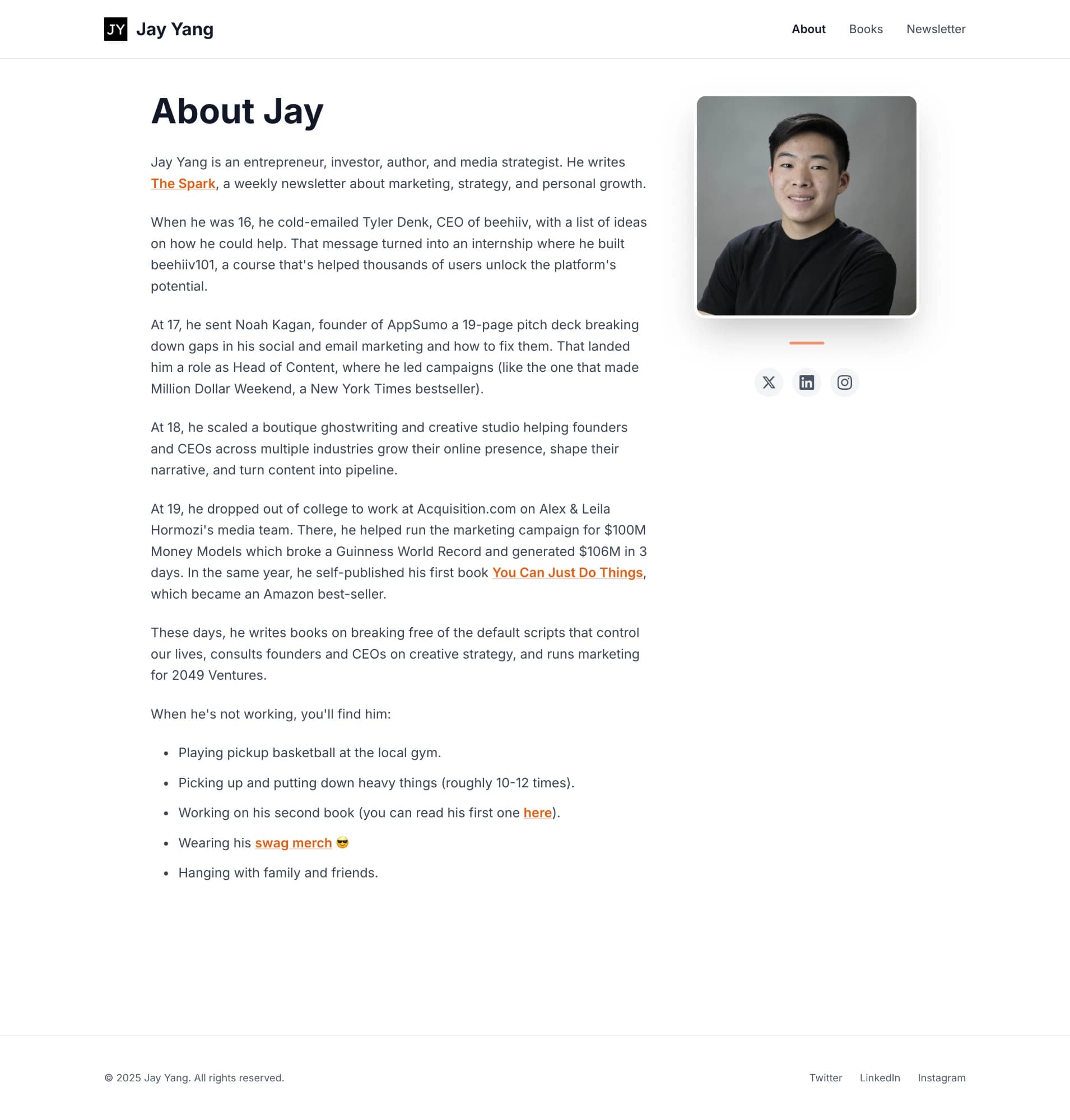 Jay Yang's old website — About page