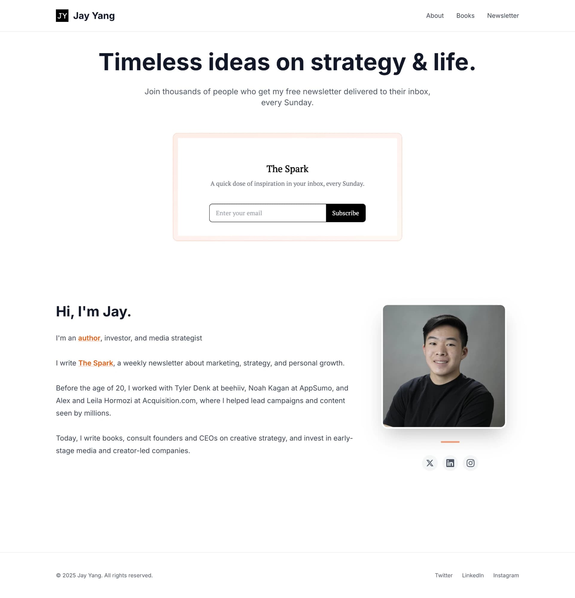 Jay Yang's old website — Newsletter page